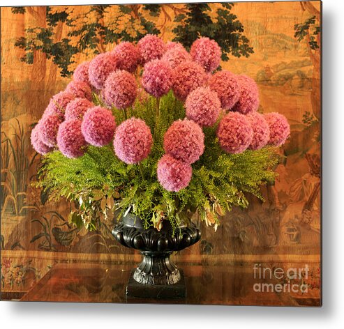 Flowers Metal Print featuring the photograph Flower Arrangement Chateau Chenonceau by Louise Heusinkveld