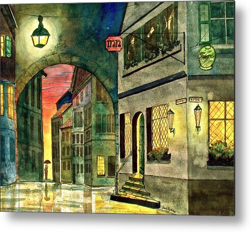 Tavern Metal Print featuring the painting Goodnight Old Friends by Frank SantAgata
