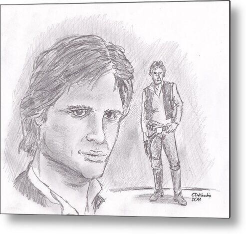  Metal Print featuring the drawing Han Solo -Space Pirate by Chris DelVecchio