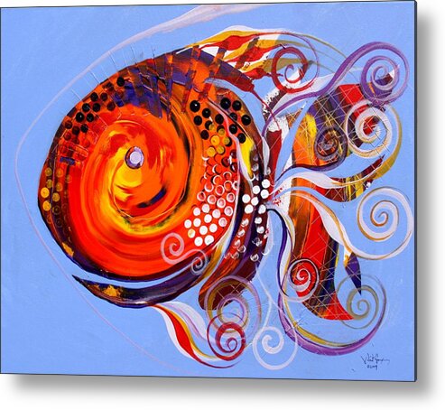 Fish Paintings Metal Print featuring the painting Happy Rainbow Fish by J Vincent Scarpace