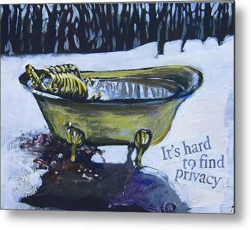 Landscape Metal Print featuring the painting Hard to find privacy by Tilly Strauss