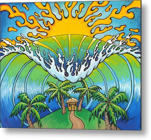 Landscape Metal Print featuring the painting Hungry Wave by Adam Johnson