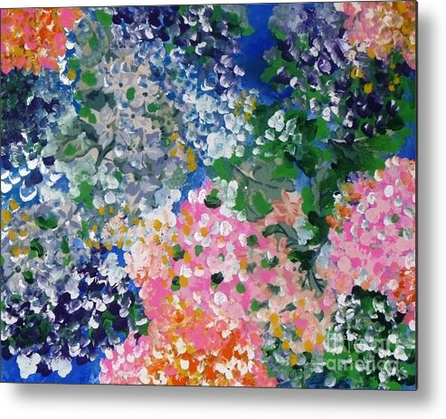 Flowers Metal Print featuring the painting Hydrangeas I by Alys Caviness-Gober