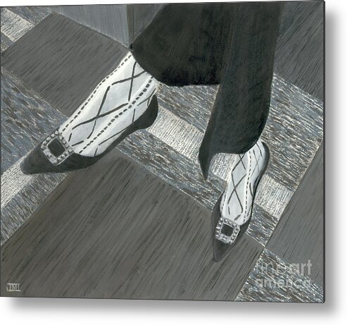 Interview Shoes Metal Print featuring the painting Interview Shoes 2 by Jackie Irwin