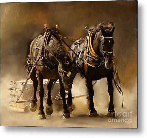Horse Metal Print featuring the photograph It Takes Two by Davandra Cribbie