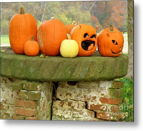 Pumpkins Metal Print featuring the photograph Jack-0-Lanterns by Lainie Wrightson