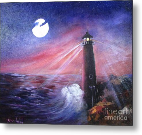 Commissions By Barbara Haviland Metal Print featuring the painting Jackie's Lighthouse by Barbara Haviland