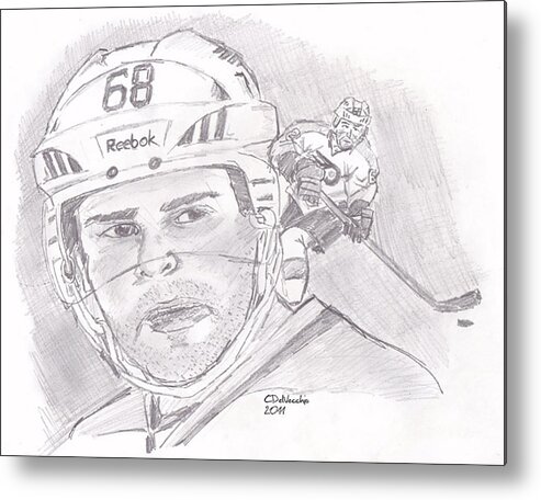  Metal Print featuring the drawing Jaromir Jagr by Chris DelVecchio