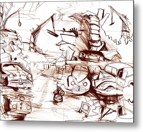 Junkyard Metal Print featuring the painting JunkYard by John Gholson