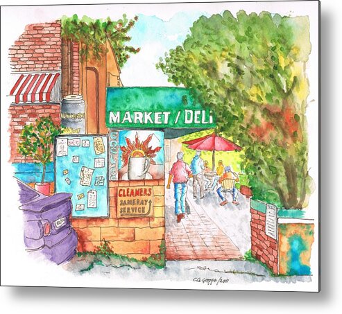 Market Metal Print featuring the painting Laurel Canyon Market and Deli in Laurel Canyon, Hollywood Hills, California by Carlos G Groppa