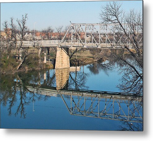 River Metal Print featuring the photograph Lone Wolf Bridge Over Concho River by Louis Nugent