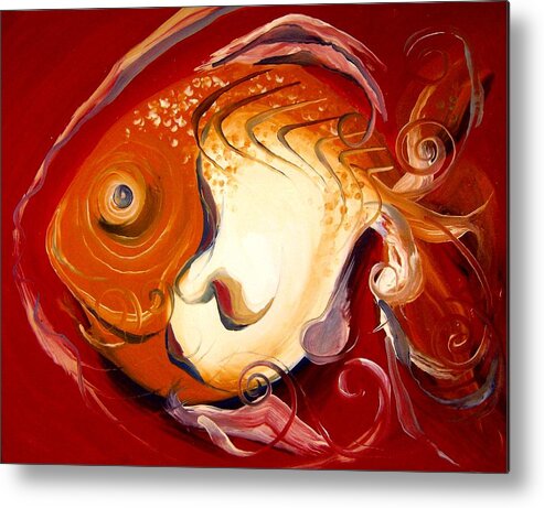 Fish Metal Print featuring the painting Loose Goldfish by J Vincent Scarpace