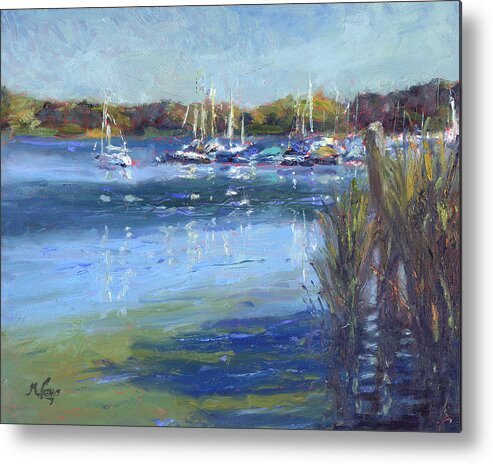 Water Metal Print featuring the painting Marina Reflections by Michael Camp