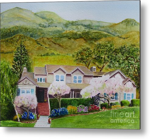 Home Metal Print featuring the painting Memories of the Family Home by Karen Fleschler