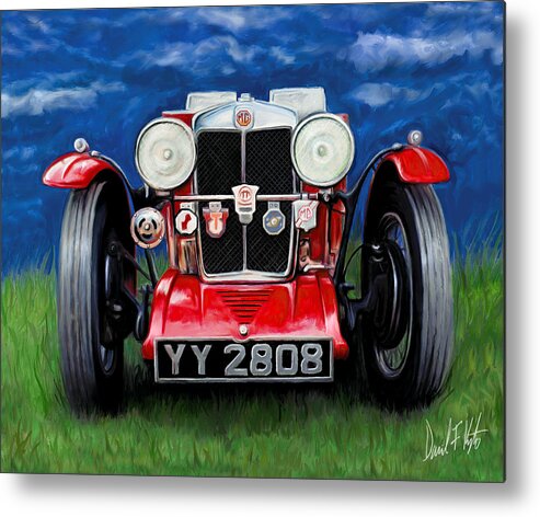 Mg Metal Print featuring the painting MG TA Sports Car by David Kyte