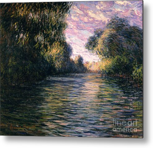 Impressionist;river;landscape;matin Metal Print featuring the painting Morning on the Seine by Claude Monet