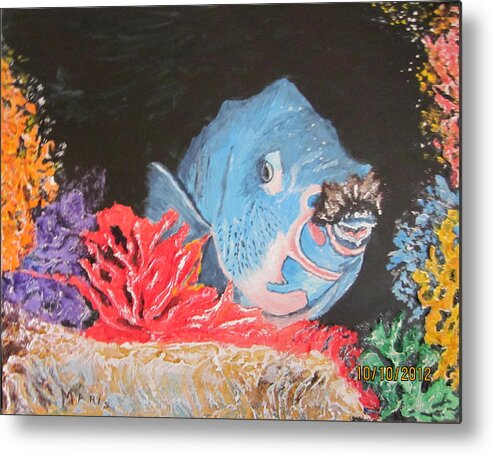Fish Metal Print featuring the painting Mustache Fish by Maris Sherwood