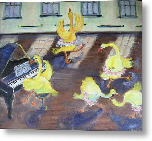 Ducks Metal Print featuring the painting Nellie Takes Ballet...Again by Holly Stone