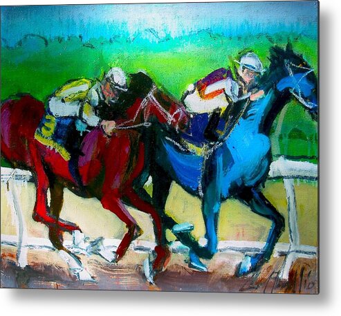 Paintings Metal Print featuring the painting On the Rail by Les Leffingwell