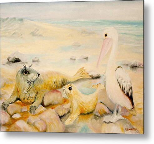 Pelican Metal Print featuring the painting Pelican Muse by Glen Johnson