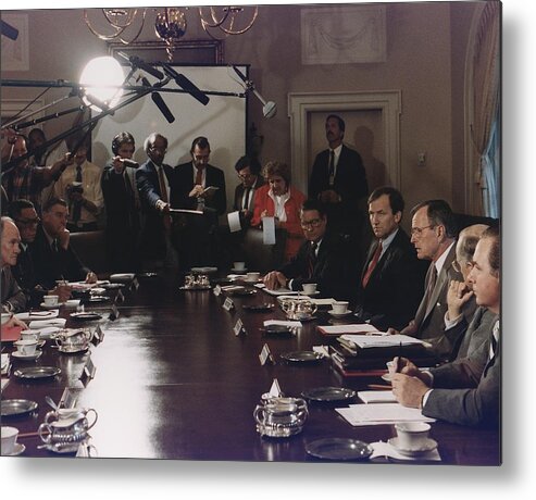 History Metal Print featuring the photograph President Bush Participates In A Full by Everett