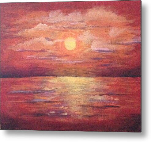 Red Metal Print featuring the painting Red Sunset by Bozena Zajaczkowska