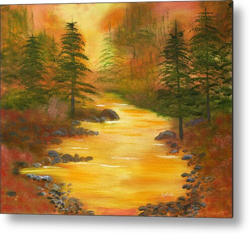 Forest Metal Print featuring the painting River of Light by Nayaswami Jyotish