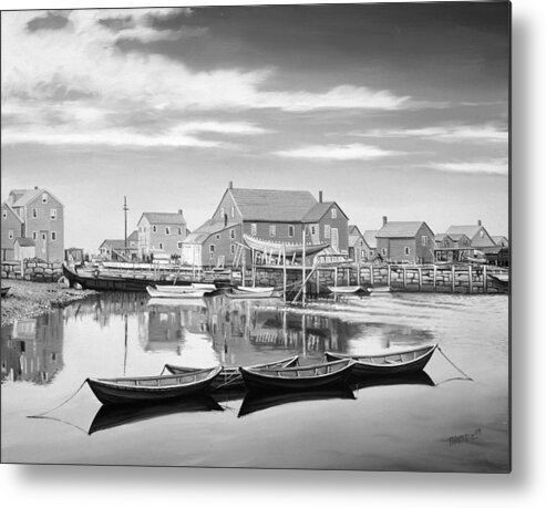 Black And White Metal Print featuring the painting Rockport by Matthew Martelli