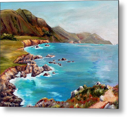 Ocean Metal Print featuring the painting Rocky Point at Big Sur by Terry Taylor