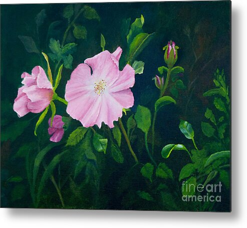 Roses Metal Print featuring the painting Roses are...Pink by Jean A Chang