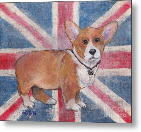 Dog Metal Print featuring the painting Royal Corgi by Robin Wiesneth