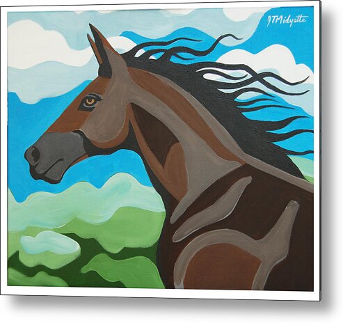 Horse Metal Print featuring the painting Running Horse by Tommy Midyette
