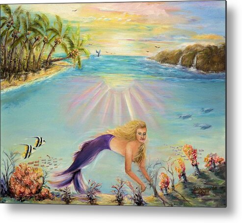 Sea Metal Print featuring the painting Sea Mermaid Goddess by Bernadette Krupa