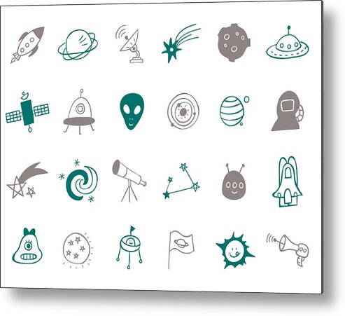 Horizontal Metal Print featuring the digital art Space Icon Set by Eastnine Inc.