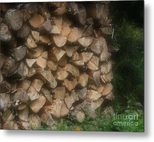 Firewood Metal Print featuring the photograph Stacked Firewood by Smilin Eyes Treasures