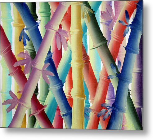 Silhouette Metal Print featuring the painting Stalks of Color by Kathy Sheeran