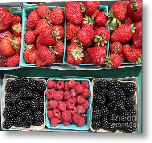 Strawberry Metal Print featuring the photograph Strawberries Blackberries Rasberries - 5D17809 by Wingsdomain Art and Photography
