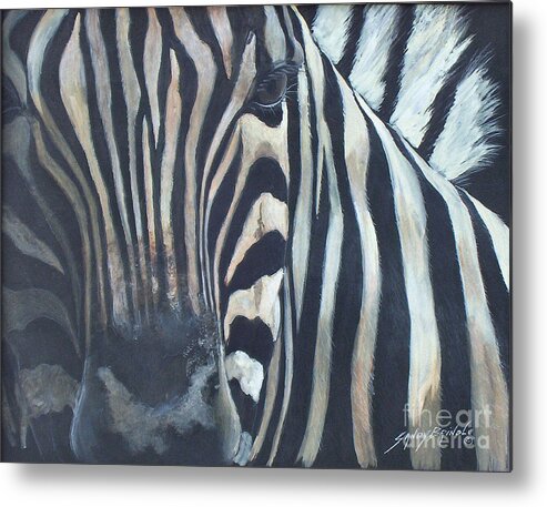 Watercolor Metal Print featuring the painting Stripes...SOLD by Sandy Brindle