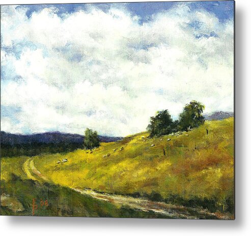 Country Metal Print featuring the painting The Road Home by John Pirnak