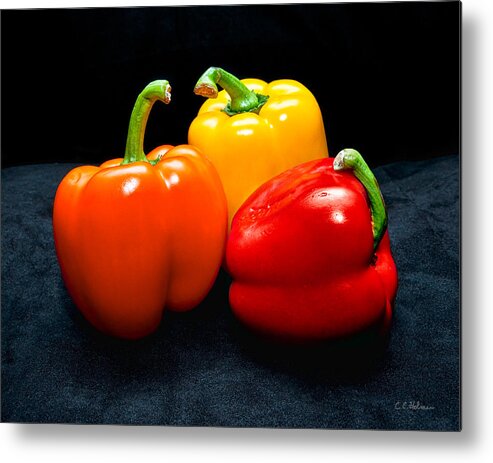 Vegetable Metal Print featuring the photograph The Three Peppers by Christopher Holmes