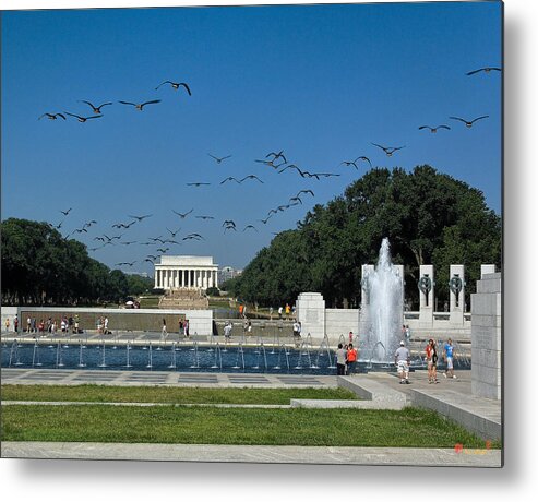 Scenic Metal Print featuring the photograph The World War II Memorial--Geese Incoming DS029 by Gerry Gantt