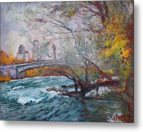 Niagara Falls River Metal Print featuring the painting ....then the Rain Started by Ylli Haruni
