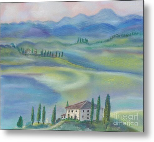 Tuscany Metal Print featuring the pastel Tuscan Vista by Julie Brugh Riffey