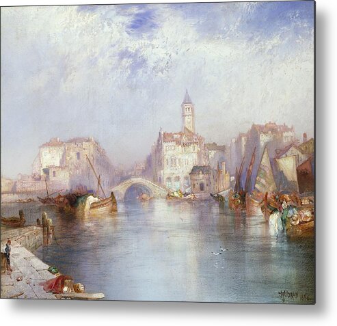 Thomas Moran Metal Print featuring the painting Venetian Canal by Thomas Moran