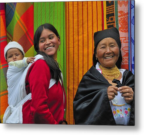 Otavalo Metal Print featuring the photograph Wandering Through the Market by Tony Beck