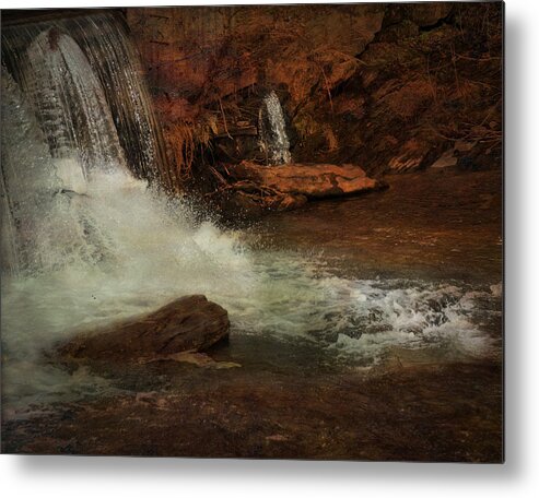 Black And White Metal Print featuring the photograph Waterfall by Mario Celzner