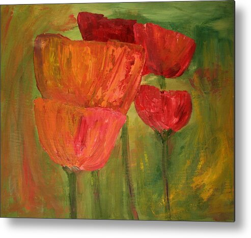 Flowers Metal Print featuring the painting Poppies 2 by Julie Lueders 