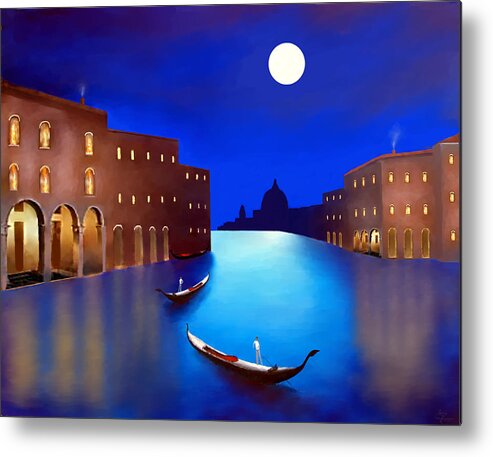 Venice Night Metal Print featuring the painting Venice Nights by Larry Cirigliano