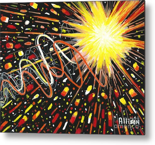 #holidays #independenceday #4thofjuly #sparklers #fireworks #abstract #entrance #courtyard #contemporary #explosion #fluidabstracts Metal Print featuring the painting 4th of July by Allison Constantino