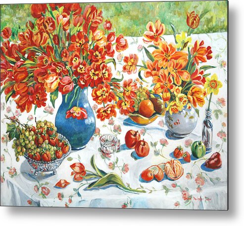 Apples Metal Print featuring the painting Apples and Oranges #2 by Ingrid Dohm